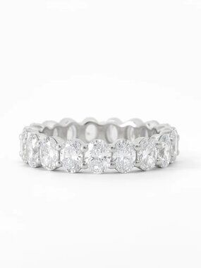 Oval Diamonds 14K (18K Custom) White Gold Accent Eternity Band Ring